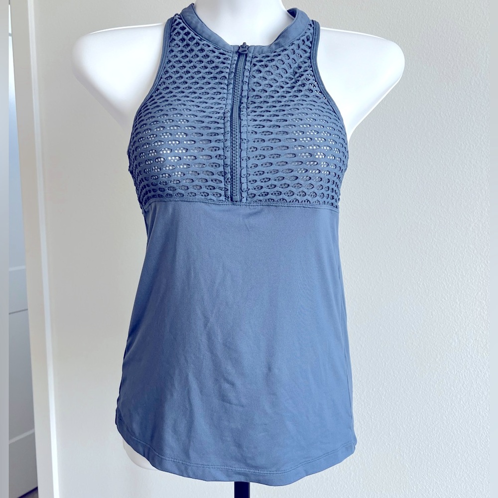 Lorna Jane Half Zip Activewear Top Blue Mesh Women's Small Racerback Outdoor